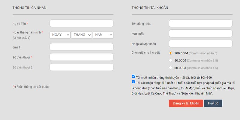 Tạo tài khoản nhà cái trên web